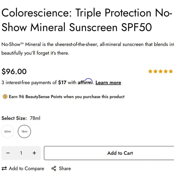 ✨CLOSET CLEAR OUT ✨COLORESCIENCE- Enviorscreen no show mineral sunscreen - large - Picture 3 of 4